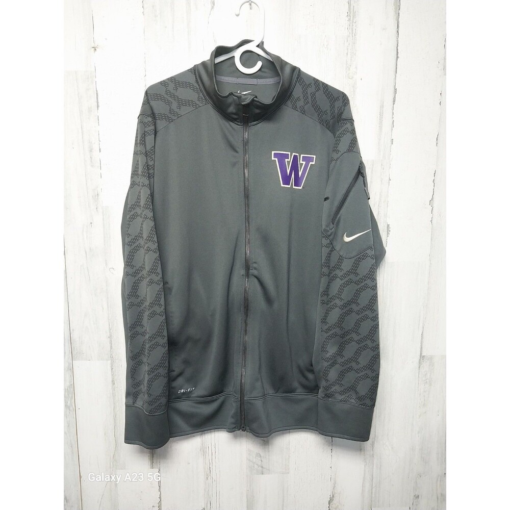 Nike Dri-Fit Men's XL Washington Huskies Gray Full Zip Jacket